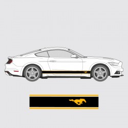Simple side stripes with double edging and horse for Ford Mustang