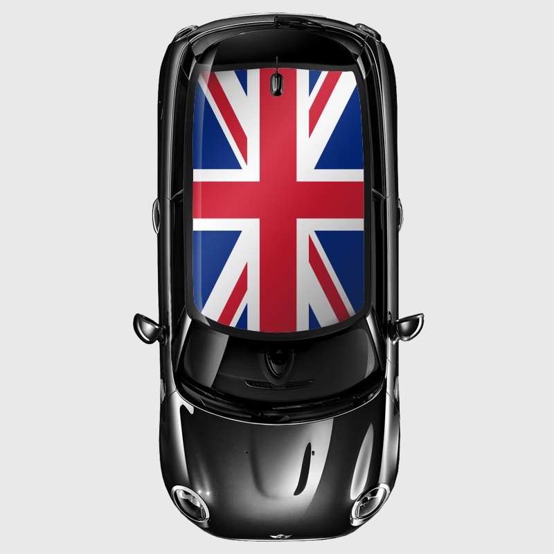 Union Jack decals in printing with margin border for Mini's roof