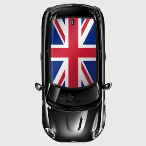 Union Jack decals in printing with margin border for Mini's roof