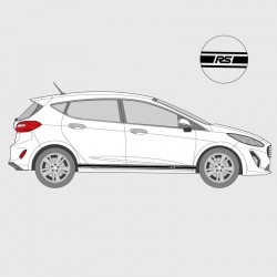 Stickers voiture Ford Fiesta bande simple liseret double RS latéral
