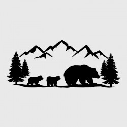 Sticker famille ours montagne pour Camping car