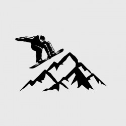 Sticker snowboard montagne pour Camping car