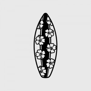 Surfboard and Hawaiian Flower Motorhome Sticker