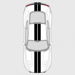 Double strip decals kit for hood, boot and with or without roof of Ford Mustang