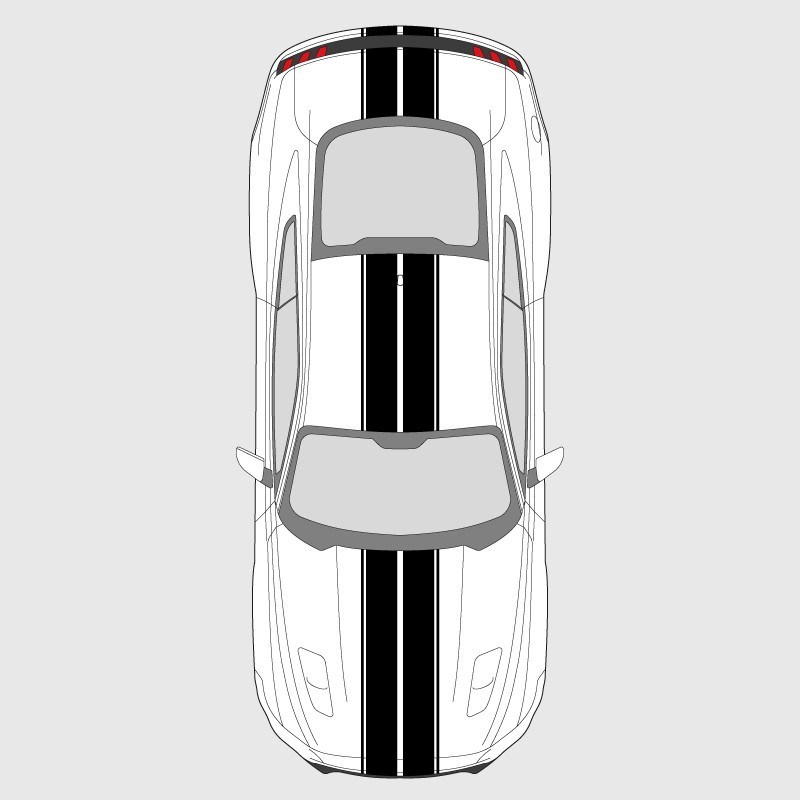 Double band with outer edging strip for hood, boot and with or without roof of Ford Mustang