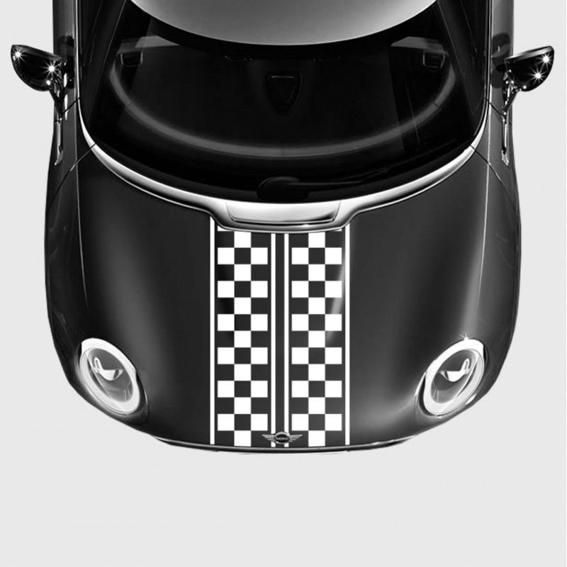 Double bande adhésives damier petits carreaux central avec liserets double pour Mini Double bande adhésives damier petits carreaux central avec liserets double pour Mini