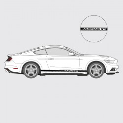 Stickers voiture Bande simple latérale avec liseré double et Logo mustang GT pour Ford Mustang