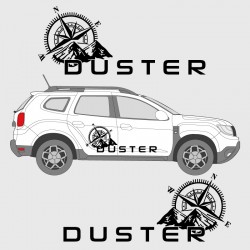 Sticker boussole montagne et logo latéral de Dacia Duster