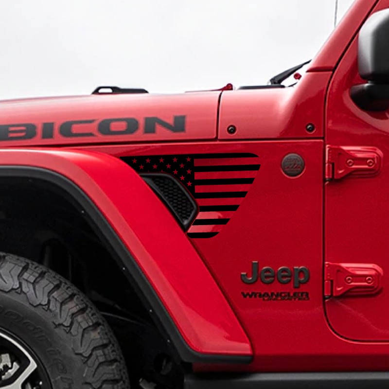 Cutout American flag front side sticker for Jeep Wrangler
