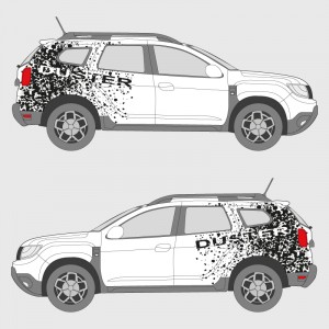 Sticker déco voiture éclaboussure latéral de Dacia Duster