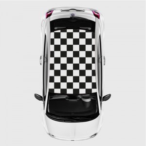 Checkerboard sticker for Fiat 500 roof