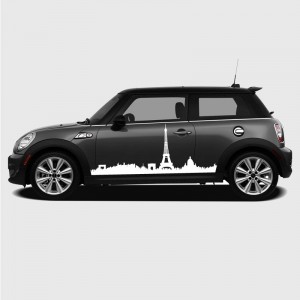 Stickers latéral voiture MINI motifs paysage skyline de Paris