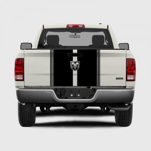 Double strip and four borders for Dodge RAM trunk