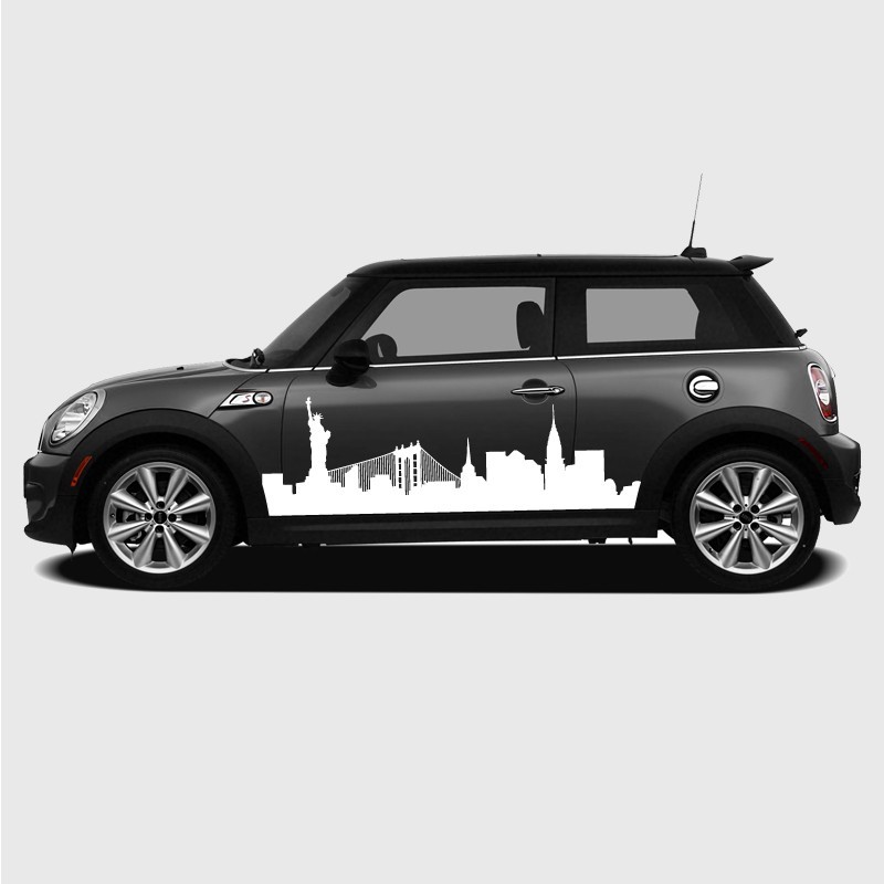 Stickers latéral voiture MINI motifs paysage skyline de New York