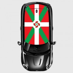 Stickers drapeau Basque en impression recouvrant de toit pour Mini