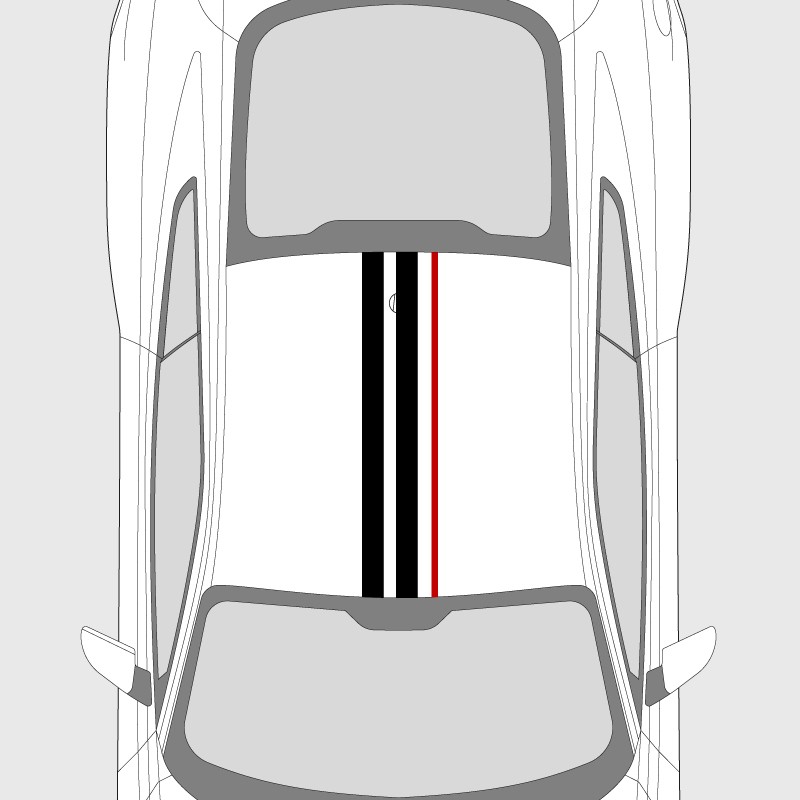 Sticker voiture bande double et un liseré pour toit de Ford Mustang