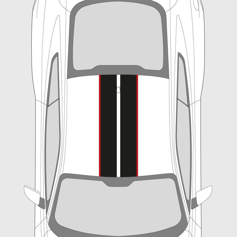 Sticker voiture Bande double et liserés collés pour toit de Ford Mustang