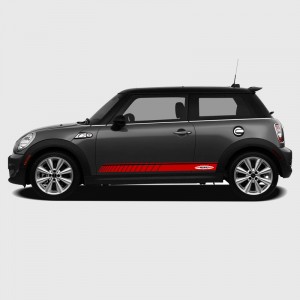 Bandes latérales rouge avec logo John Cooper Works pour Mini