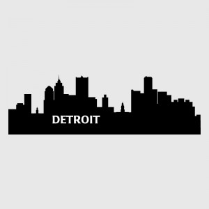 Detroit city skyline sticker