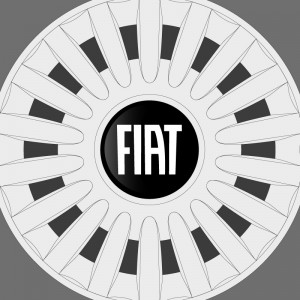 Sticker cache-moyeux en relief logo simple Fiat