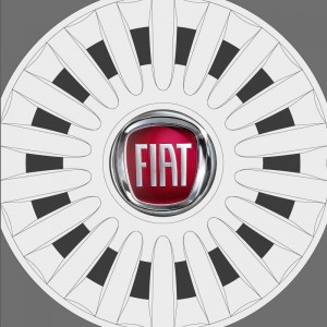 Sticker cache-moyeux en relief logo Fiat