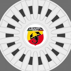 Abarth Fiat logo doming hubcaps decals