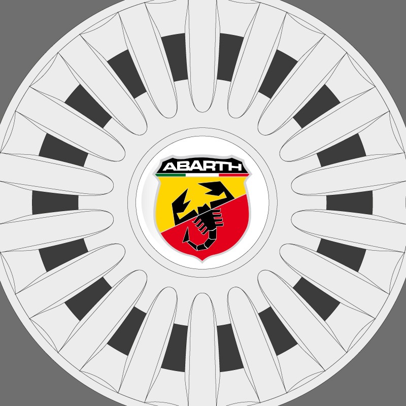 Abarth Fiat logo doming hubcaps decals