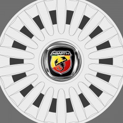 Abarth Fiat logo doming hubcaps decals chrome effect