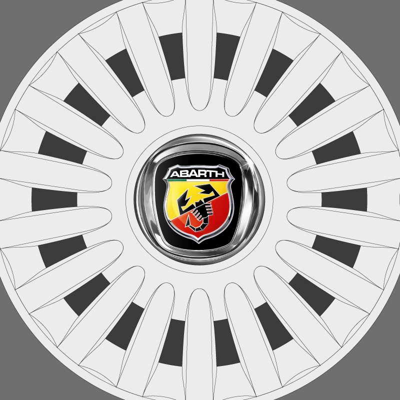 Abarth Fiat logo doming hubcaps decals chrome effect