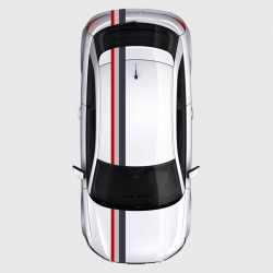 Sticker bande tricolore gris et rouge capot toit et coffre de Audi