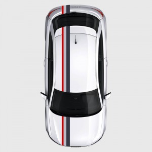Sticker bande tricolore gris et rouge capot toit et coffre de Audi