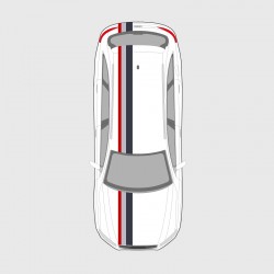 Sticker bande tricolore gris et rouge capot toit et coffre de Audi