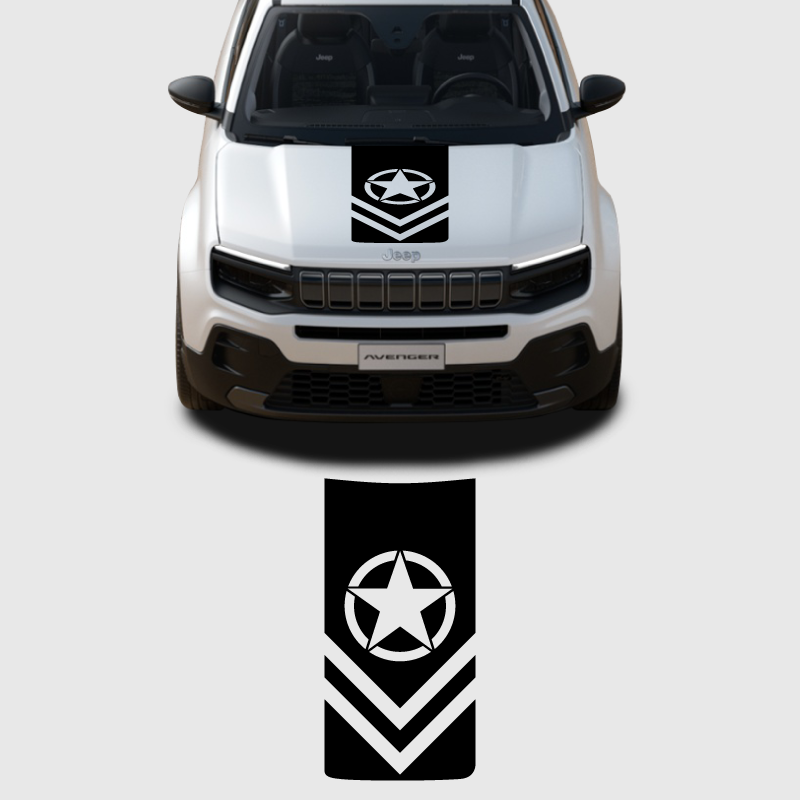 Military star and chevron decal for Jeep Avenger hood