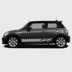 Union Jack flag and checkered Strip for Mini's side