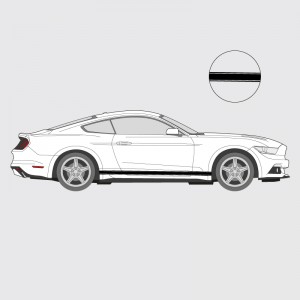 Stickers voiture Ford Mustang bande simple liseré double latéral