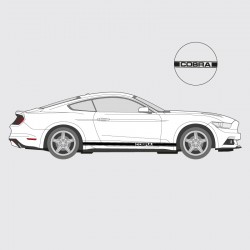 Stickers voiture Ford Mustang bande simple liseré double latéral logo Cobra