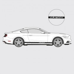 Stickers voiture Bande simple latéralee et liseré double avec logo Mustang pour Ford Mustang