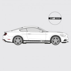 Stickers voiture Ford Mustang GT 500 bande simple liseré double logo latéral
