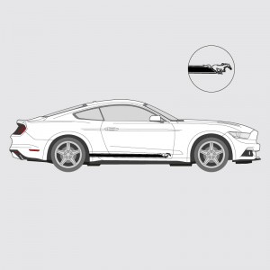 Stickers voiture Ford Mustang cheval bande simple liseré double logo latéral