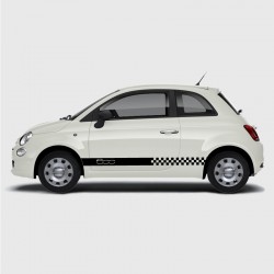 Half stripe and checkered with logo for Fiat 500 side