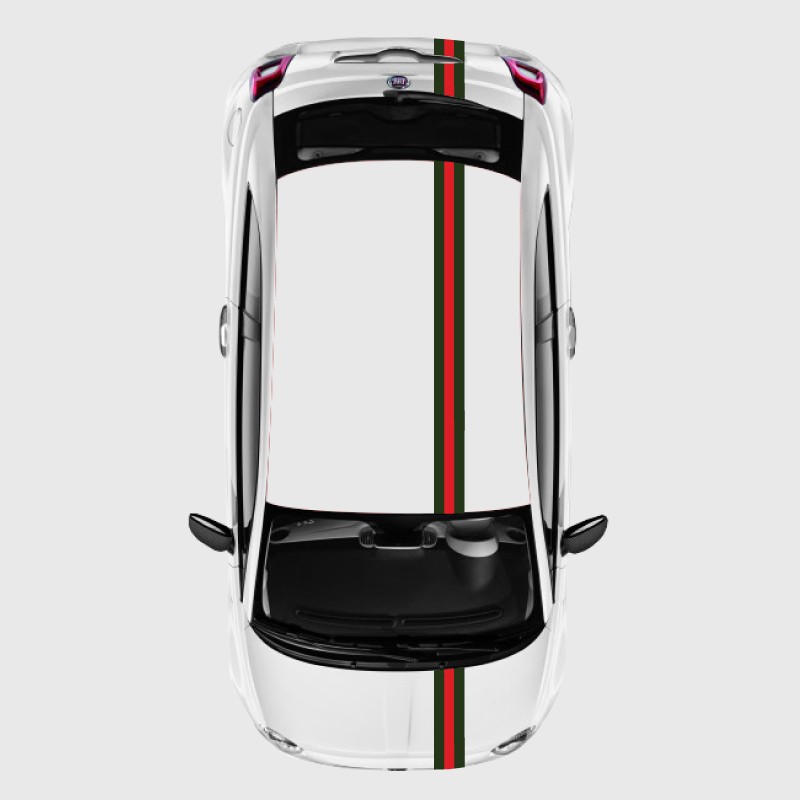 Adhesive Green and red strip for hood, boot, and roof of Fiat 500
