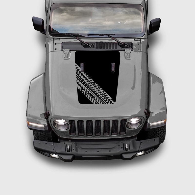 Tire tracks Stickers For Jeep Wrangler Hood