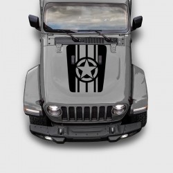 Sticker Bandes et étoile Capot de Jeep Wrangler à partir de 2018