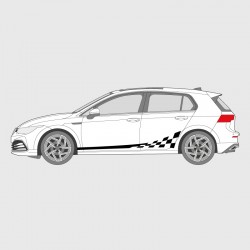 Curved checkered strip decal for GolfVolkswagen side