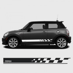 Gradient checkered strip with Cooper logo for Mini Side