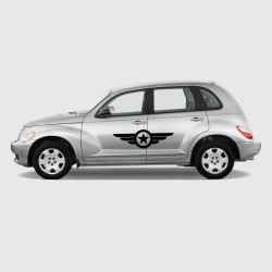 Winged star decals for PT Cruiser's side