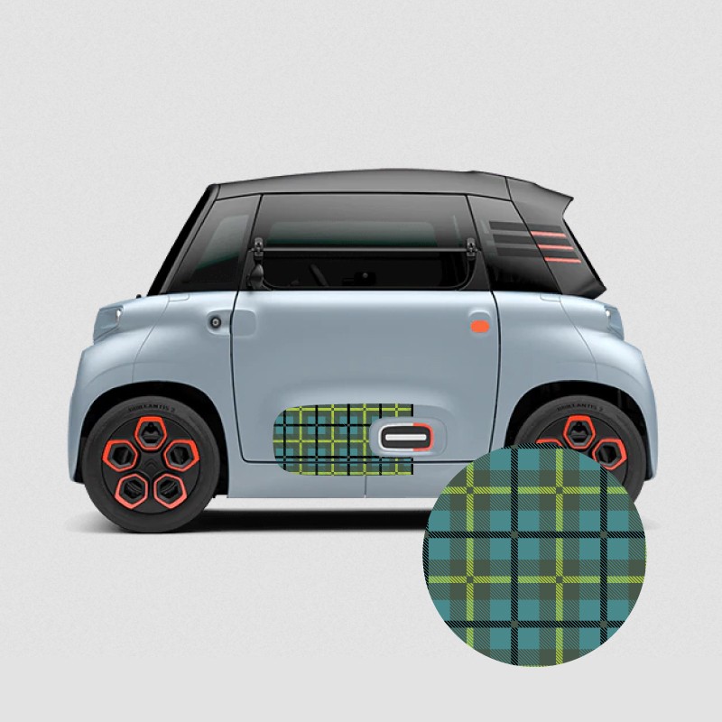 Cut Tartan Door sill stickers for Citroën AMI