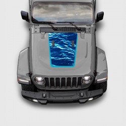 Water surface with border Decals for Jeep Wrangler Hood from 2018