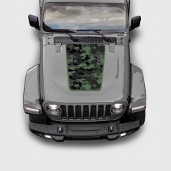 Camo with border Decals for Jeep Wrangler Hood from 2018