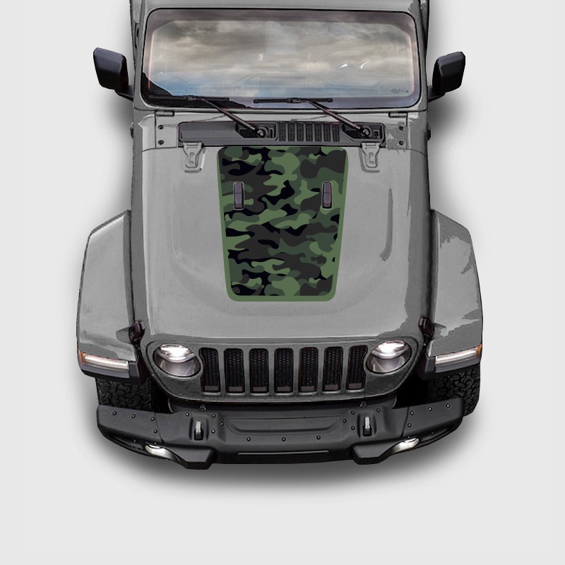 Camo with Border Stickers For Jeep Wrangler Hood